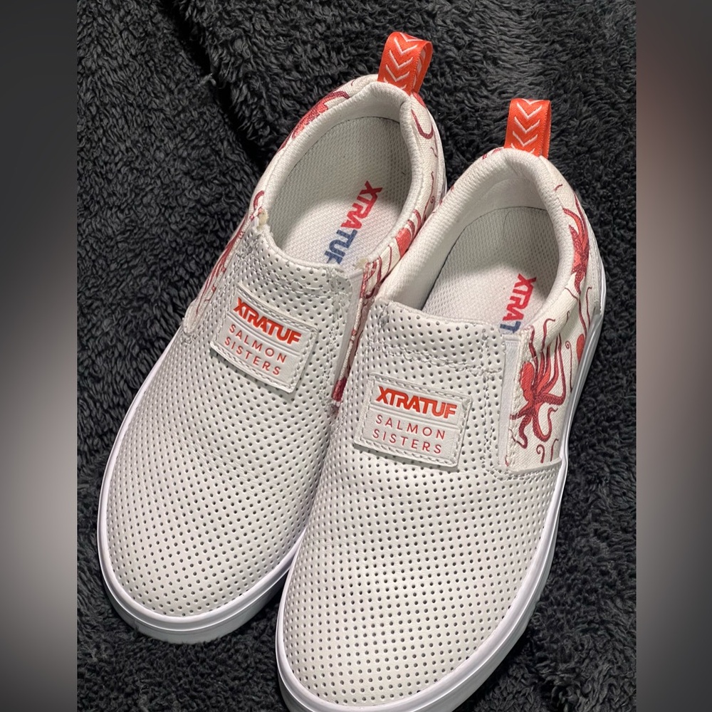 Salmon Sisters White Slip-On Shoes